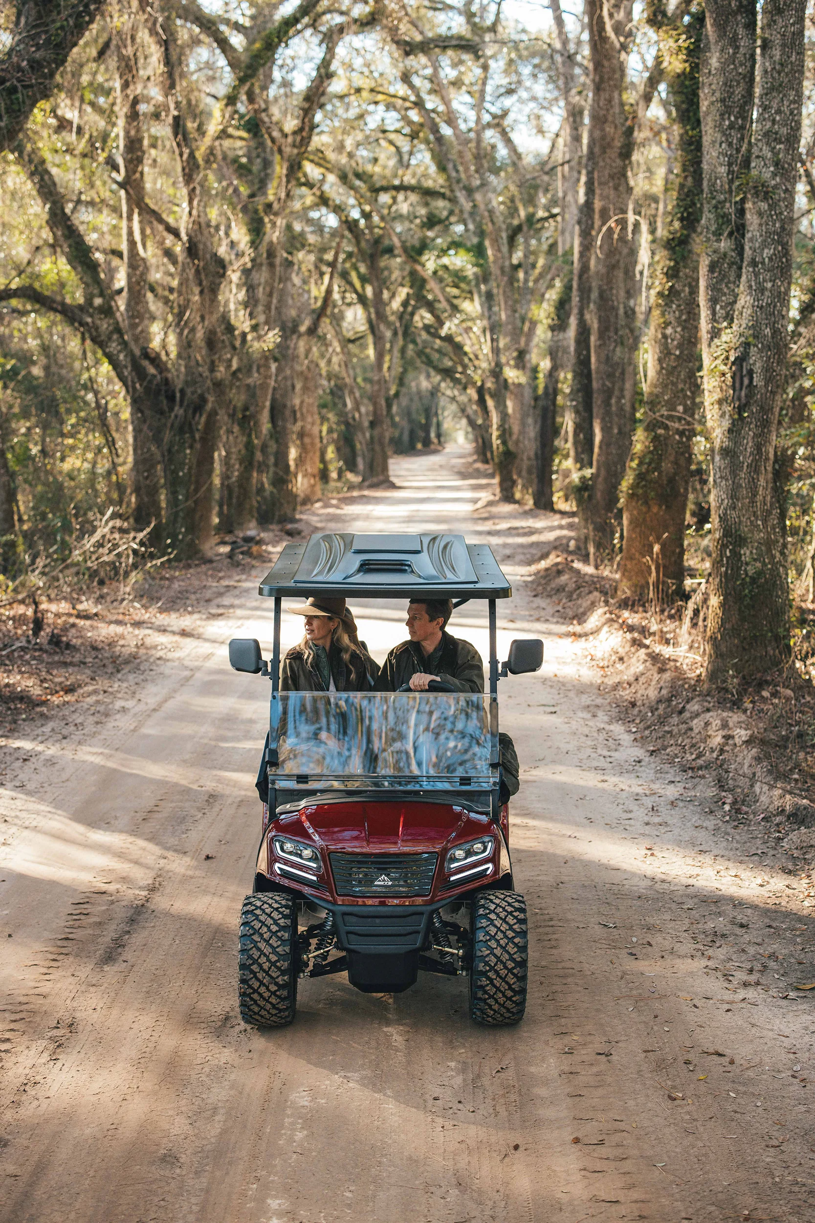 golf cart on dirt road